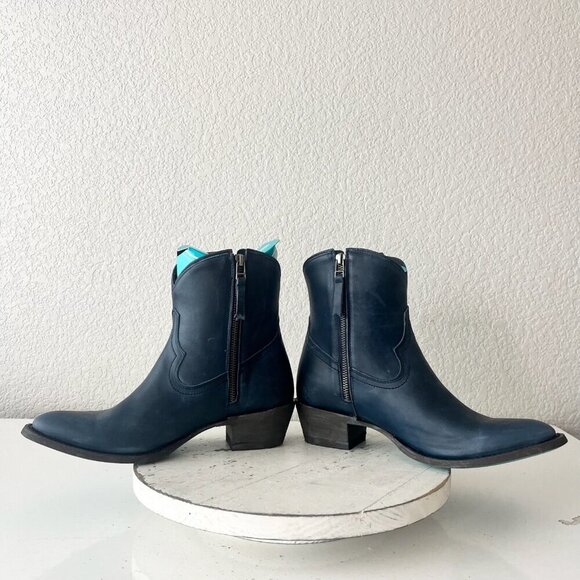 Lane Boots PLAIN JANE Womens Cowboy Bootie 9 Blue Western Cowgirl Ankle Boots - Picture 7 of 11